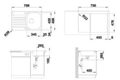 Blanco Lantos 45 - Fregadero, 768x488 Mm, Compact, Con Control De Desagüe, Acero Inoxidable Cepillado 519059 -Blanco 00769f8ccaa8efac988626f3