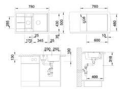 Blanco Metra 6 - Fregadero De Silgranite, 780x500 Mm, Con Control De Desagüe, Gris 527297 -Blanco 015f0fe68d20706dd4eec877