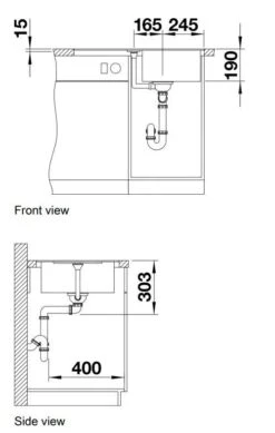Blanco Metra 45 - Fregadero De Silgranite, 770x490 Mm, Con Control De Desagüe, Negro 525917 -Blanco 04836e40b8d23c1d20db583c