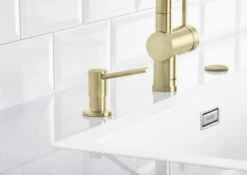 Blanco Accesorios - Dispensador De Detergente Torre, Oro Satinado 526700 -Blanco 04d0e050d6496cfe9a0a7f58