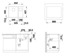 Blanco Subline 340/160 - Fregadero De Silgranite, 552x427 Mm, Seno Del Fregadero A La Izquierda, Negro 525984 -Blanco 051a0931cc4f1a1e422f3a64