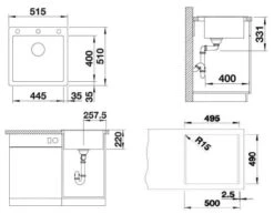 Blanco Pleon 5 - Fregadero De Silgranite, 515x510 Mm, Roca Gris 521669 -Blanco 0c25ce23c807b2e9f0d648c3