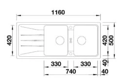 Blanco Sona 8 - Fregadero De Silgranite, 1160x500 Mm, Negro 525979 -Blanco 10f0c3093e698c51682d120e
