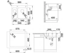 Blanco Solis 340/180 - Fregadero, 585x500 Mm, Con Control Excéntrico PushControl, Acero Inoxidable Cepillado 526132 -Blanco 11f94985577843faf6a3ce6b