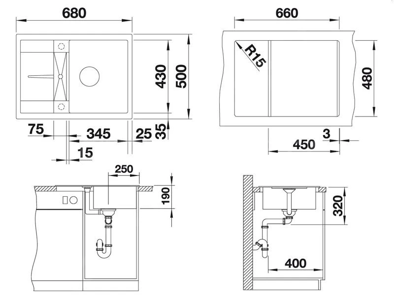 Blanco Metra 45 - Fregadero De Silgranite, 680x500 Mm, Compact, Antracita 519561 4 Blanco Metra 45 - Fregadero De Silgranite, 680x500 Mm, Compact, Antracita 519561 - Imagen 2