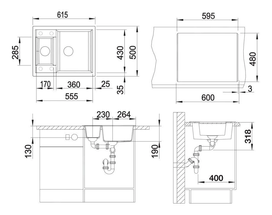 Blanco Metra 6 - Fregadero De Silgranite, 615x500 Mm, Blanco Suave 527113 4 Blanco Metra 6 - Fregadero De Silgranite, 615x500 Mm, Blanco Suave 527113 - Imagen 2