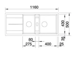 Blanco Metra 8 - Fregadero De Silgranite, 1160x500 Mm, Negro 525934 -Blanco 2281e16e522792d2b76e8e14