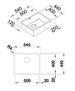 Blanco Zerox 500 - Fregadero, 540x440 Mm, Acero Inoxidable 521589 -Blanco 23f9dc79c4125f39e1063bc1 1