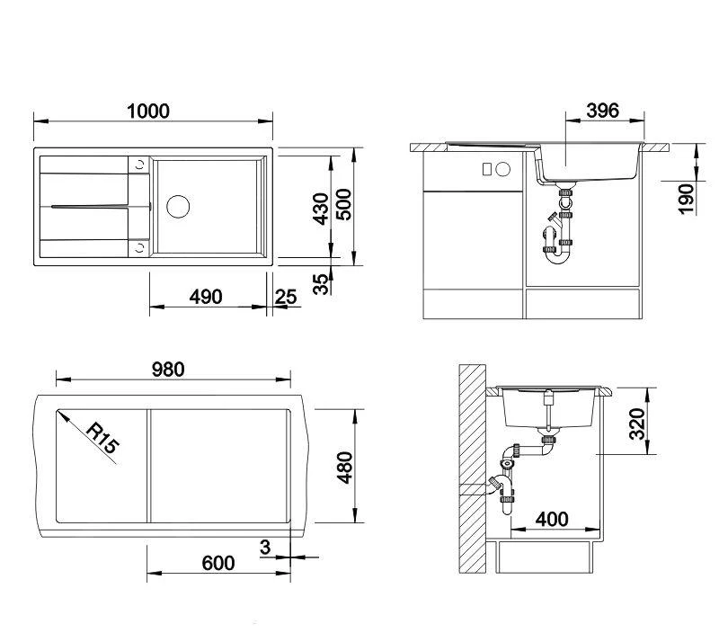 Blanco Metra XL 6 - Fregadero De Silgranite, 1000x500 Mm, Con Control De Desagüe, Alumunio 515279 4 Blanco Metra XL 6 - Fregadero De Silgranite, 1000x500 Mm, Con Control De Desagüe, Alumunio 515279 - Imagen 2
