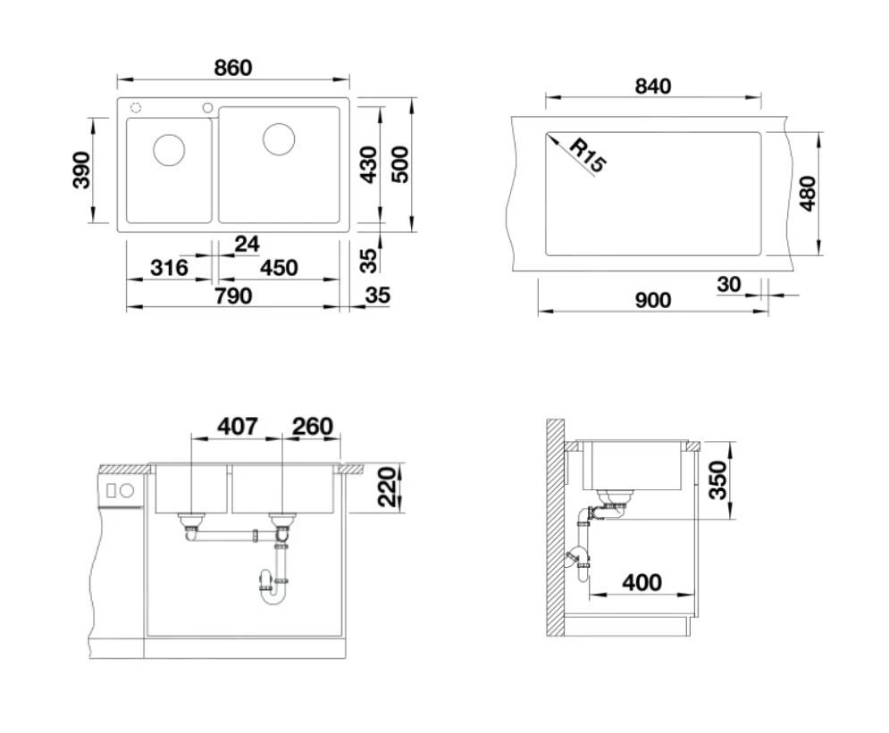 Blanco Pleon 9 - Fregadero De Silgranite, 860x500 Mm, Blanco 523061 4 Blanco Pleon 9 - Fregadero De Silgranite, 860x500 Mm, Blanco 523061 - Imagen 2