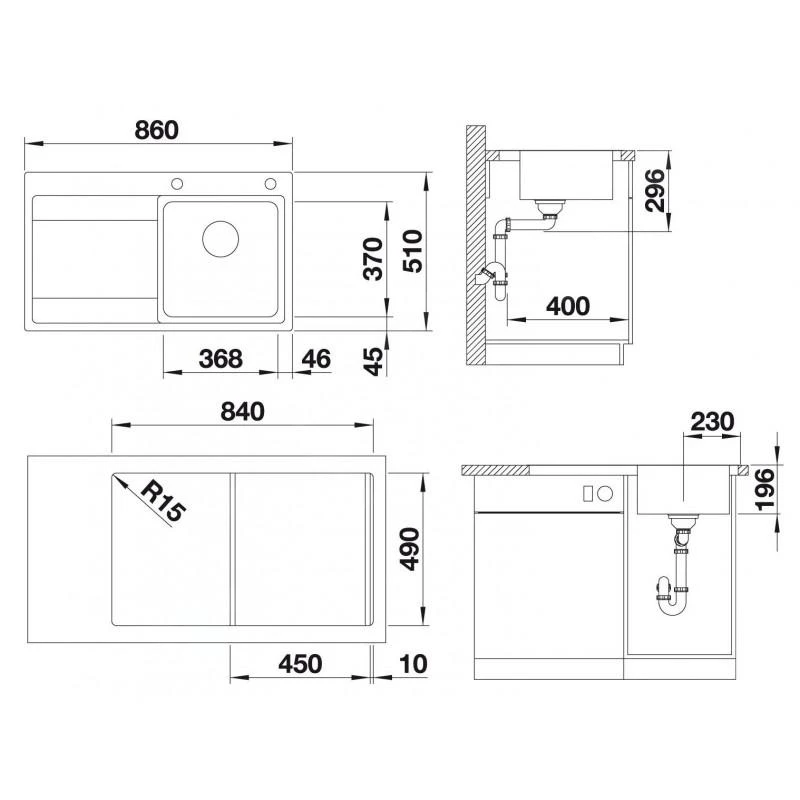 Blanco Divon II - Fregadero, 860x510 Mm, InFino, Acero Inoxidable 521658 4 Blanco Divon II - Fregadero, 860x510 Mm, InFino, Acero Inoxidable 521658 - Imagen 2