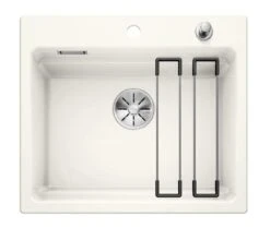 Blanco Etagon 6 - Fregadero De Cerámica, 584x510 Mm, Con Control De Desagüe Y Accesorios, InFino, Blanco 525156