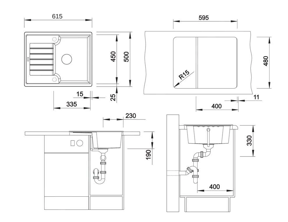 Blanco Zia 40 - Fregadero De Silgranite, 615x500 Mm, Gris 527378 4 Blanco Zia 40 - Fregadero De Silgranite, 615x500 Mm, Gris 527378 - Imagen 2