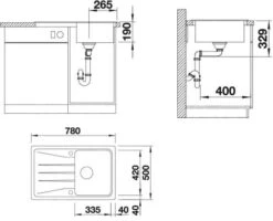 Blanco Sona 45 - Fregadero De Silgranite, 780x500 Mm, Aluminio 519664 -Blanco 3192caae77f6d042743ef14a