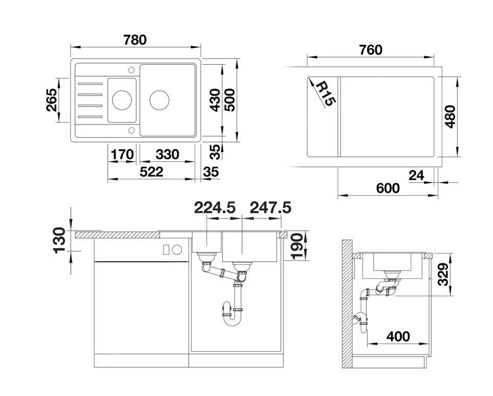 Blanco Legra 6 - Fregadero De Silgranite, 780x500 Mm, Blanco Suave 527087 4 Blanco Legra 6 - Fregadero De Silgranite, 780x500 Mm, Blanco Suave 527087 - Imagen 2