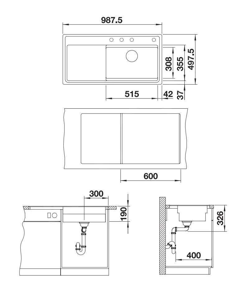 Blanco Zenar XL 6 - Fregadero De Silgranite, 988x498 Mm, Con Control De Desagüe, Negro 526068 4 Blanco Zenar XL 6 - Fregadero De Silgranite, 988x498 Mm, Con Control De Desagüe, Negro 526068 - Imagen 2