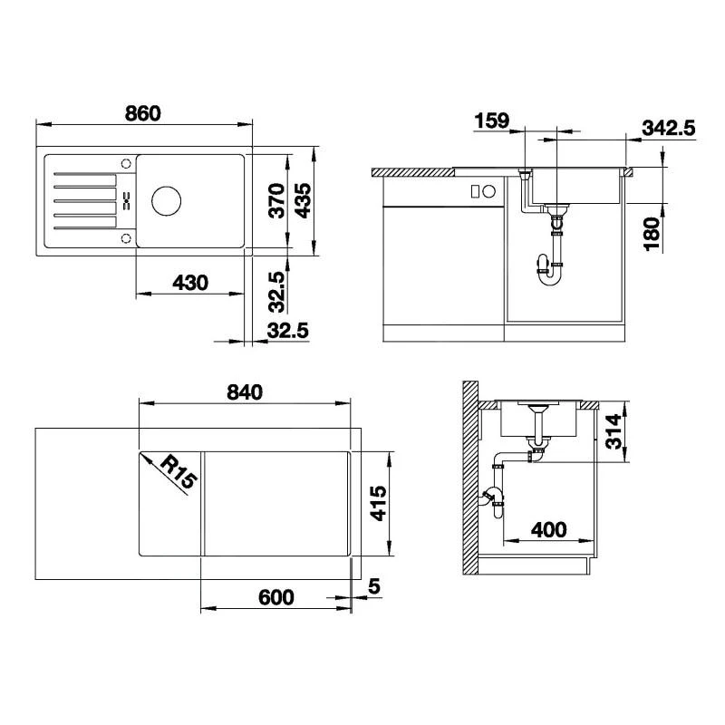 Blanco Favum XL 6 - Fregadero De Silgranite, 860x435 Mm, Negro 526082 4 Blanco Favum XL 6 - Fregadero De Silgranite, 860x435 Mm, Negro 526082 - Imagen 2