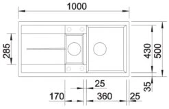 Blanco Metra 6 - Fregadero De Silgranite, 1000x500 Mm, Con Control De Desagüe, Negro 525926 -Blanco 42b4eeebd3eeec99a62ac538