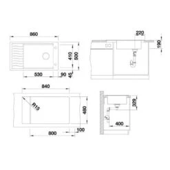 Blanco Elon XL 8 - Fregadero De Silgranite, 860x500 Mm, Con Accesorios, Antracita 524870 -Blanco 433454d21cccfe505c8c978b