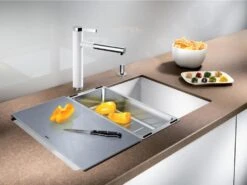 Blanco Accesorios - Tabla De Cortar Para Fregadero, Cristal Plateado 227697 -Blanco 49df25e4024624cd812c1634