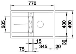 Blanco Metra 45 - Fregadero De Silgranite, 770x490 Mm, Con Control De Desagüe, Negro 525917 -Blanco 50ae6ef8fa4f165e237208bc