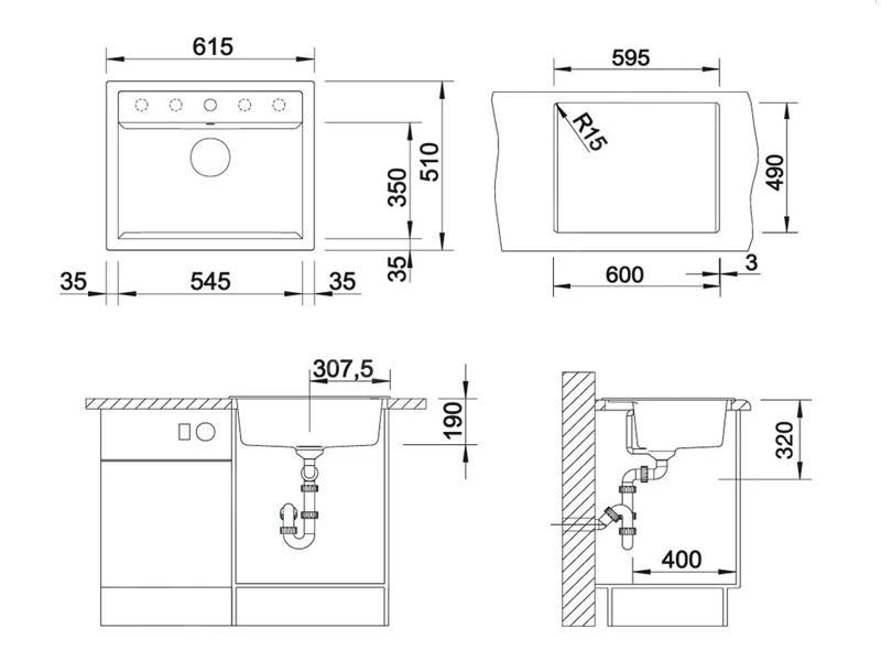 Blanco Dalago 6 - Fregadero De Silgranite, 615x510 Mm, Con Control De Desagüe, Roca Gris 518850 4 Blanco Dalago 6 - Fregadero De Silgranite, 615x510 Mm, Con Control De Desagüe, Roca Gris 518850 - Imagen 2
