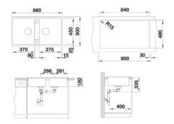Blanco Zia 9 - Fregadero De Silgranite, 860x500 Mm, Blanco Suave 527210 -Blanco 5a2851f75a72421fab86117d