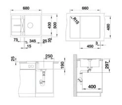 Blanco Metra 45 - Fregadero De Silgranite, 680x500 Mm, Con Control De Desagüe, Blanco Suave 527102 -Blanco 5d5f5ac35599c3abd4ebae7c