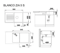 Blanco Zia 5 - Fregadero De Silgranite, 860x500 Mm, Negro 526016 -Blanco 625c187a45c40c4767eda960 1