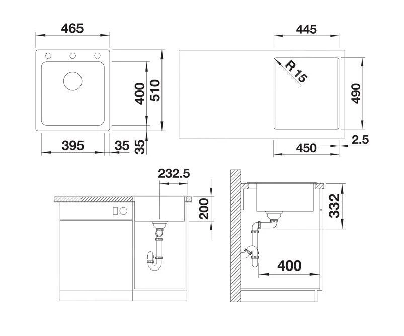 Blanco Naya 45 - Fregadero Silgranite, 510x465 Mm, Aluminio 526573 4 Blanco Naya 45 - Fregadero Silgranite, 510x465 Mm, Aluminio 526573 - Imagen 2
