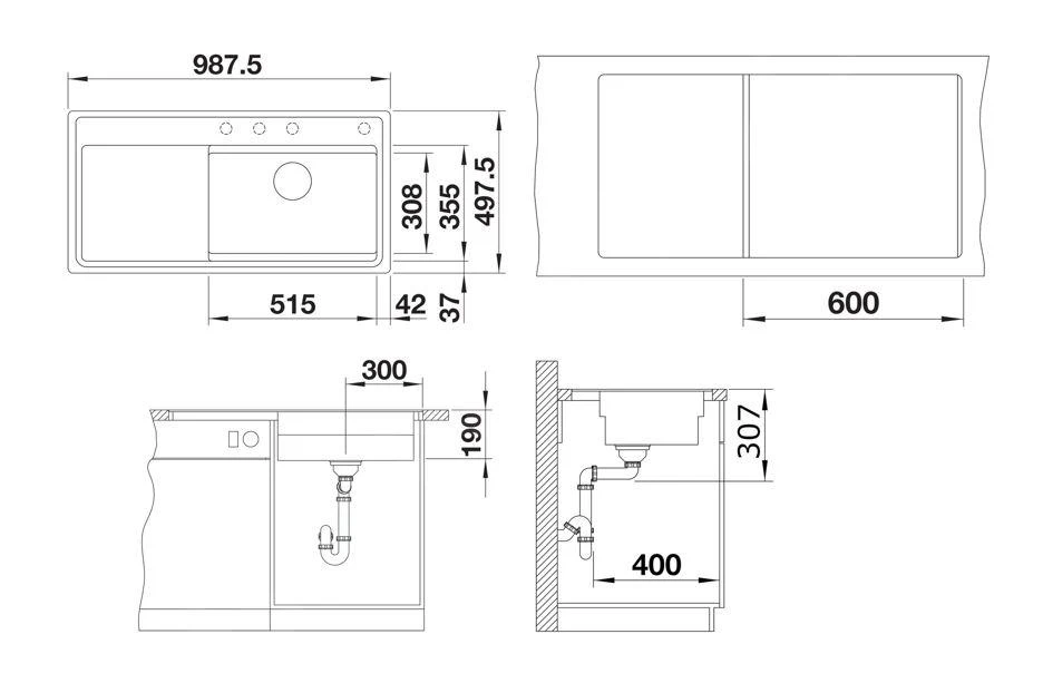 Blanco Zenar XL 6 - Fregadero De Silgranite, 988x498 Mm, Con Control De Desagüe Y Accesorios, InFino, Gris 527376 4 Blanco Zenar XL 6 - Fregadero De Silgranite, 988x498 Mm, Con Control De Desagüe Y Accesorios, InFino, Gris 527376 - Imagen 2