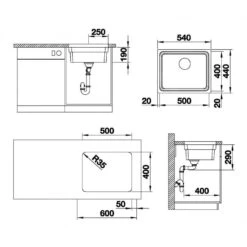 Blanco Etagon 500 - Fregadero, 540x440 Mm, Con Guías Deslizantes, Acero Inoxidable 521841 -Blanco 6e9ed9f007e1b6d377338b5d