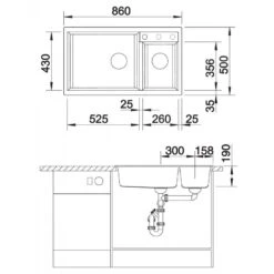 Blanco Metra 9 - Fregadero De Silgranite, 860x500 Mm, Seno Del Fregadero A La Izquierda, Negro 525936 -Blanco 703bb2d65152c266fd876385