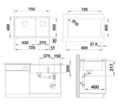 Blanco Subline 430/270 - Fregadero De Silgranite, 755x460 Mm, Seno A La Izquierda, InFino, Gris 527350 6 Blanco Subline 430/270 - Fregadero De Silgranite, 755x460 Mm, Seno A La Izquierda, InFino, Gris 527350 -Blanco 796bc7b098ee12ae87a25918