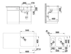 Blanco Solis 340/180 - Fregadero, 585x440 Mm, Acero Inoxidable Cepillado 526128 -Blanco 825586bafafce7b23fe78d06