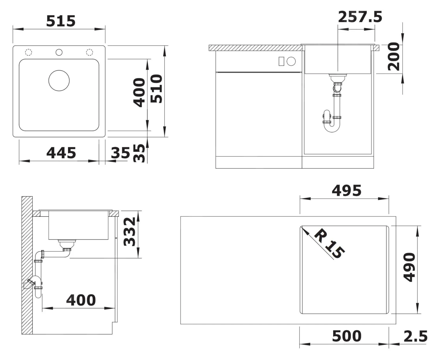 Blanco Naya 5 - Fregadero De Silgranite, 515x510 Mm, Roca Gris 526580 4 Blanco Naya 5 - Fregadero De Silgranite, 515x510 Mm, Roca Gris 526580 - Imagen 2