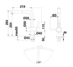 Blanco Linus S-F - Grifo De Fregadero Con Salida Extraíble, Plegable Bajo Ventana, Cromo 514276 -Blanco 947886710bc8b8d2b078761b