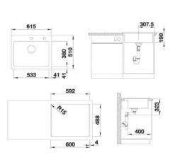 Blanco Palona 6 - Fregadero Cerámico, 615x510 Mm, Con Control De Desagüe, Basalt 524737 -Blanco 9bbe417eeab52cc59abc022f