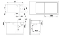 Blanco Axia III 6 - Fregadero De Silgranite, 990x500 Mm, Con Control De Desagüe Y Accesorios, InFino, Blanco 524666 -Blanco a409880a5dbab6d42830e696 1