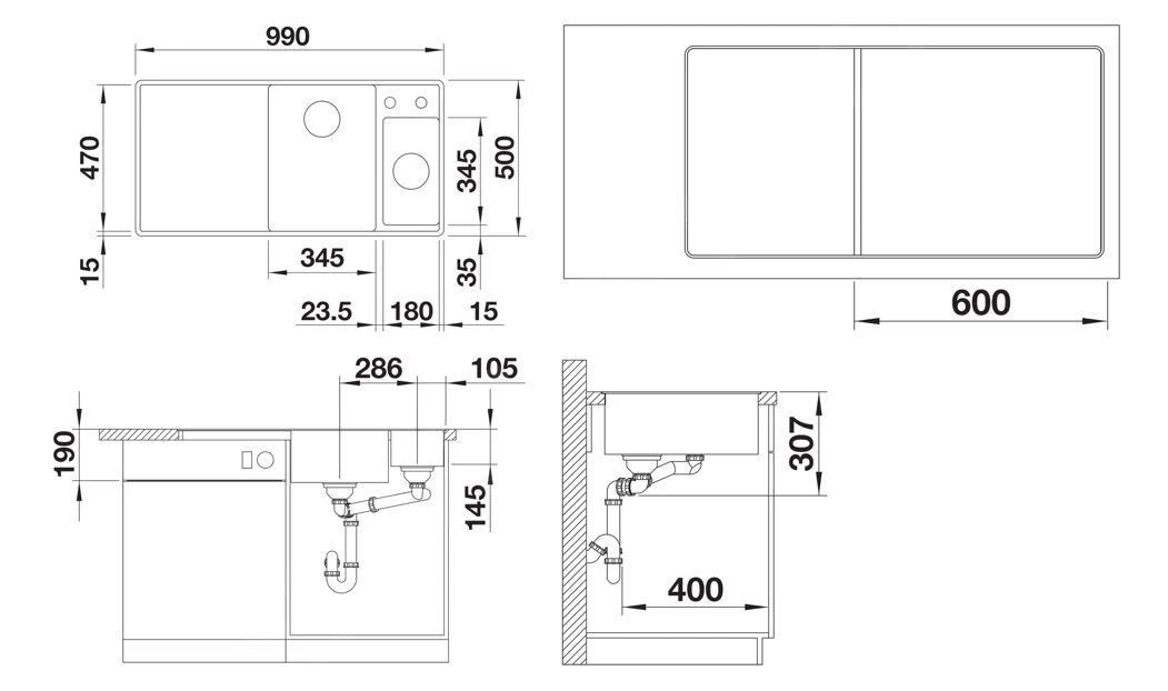 Blanco Axia III 6 - Fregadero De Silgranite, 990x500 Mm, Con Control De Desagüe Y Accesorios, InFino, Aluminio 524665 4 Blanco Axia III 6 - Fregadero De Silgranite, 990x500 Mm, Con Control De Desagüe Y Accesorios, InFino, Aluminio 524665 - Imagen 2