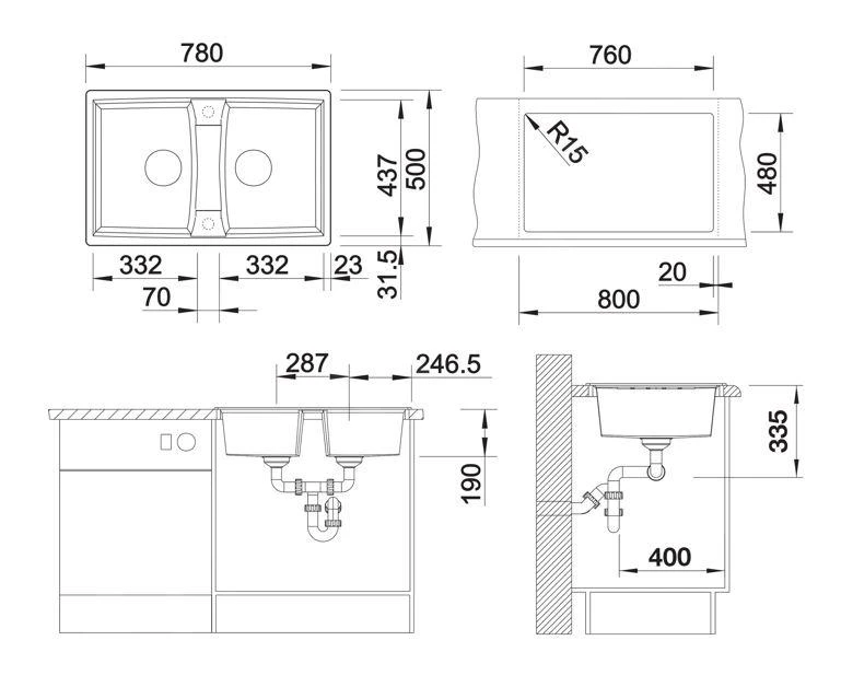 Blanco Lexa 8 - Fregadero De Silgranite, 780x500 Mm, Con Control De Desagüe, InFino, Aluminio 524952 4 Blanco Lexa 8 - Fregadero De Silgranite, 780x500 Mm, Con Control De Desagüe, InFino, Aluminio 524952 - Imagen 2