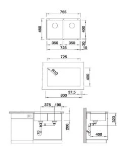 Blanco Subline 350/350 - Fregadero De Silgranite, 755x460 Mm, Aluminium 523576 -Blanco a91798ad5051d641f0bbc38a