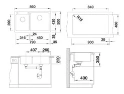 Blanco Pleon 9 - Fregadero De Silgranite, 860x500 Mm, InFino, Gris 527325 -Blanco ac7c7018b85168a27de673c1