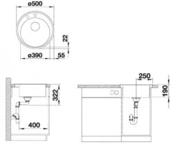 Blanco Riona 45 - Fregadero De Silgranite, Diámetro 500 Mm, Negro 526095 -Blanco aed4e732860a26793db1680d