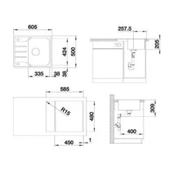 Blanco Lemis 45 - Fregadero, 605x500 Mm, Acero Inoxidable Cepillado 525115 -Blanco af0cacaf7bb6e25e8e977914