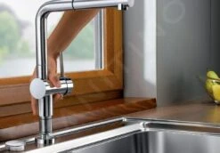 Blanco Linus S-F - Grifo De Fregadero Con Salida Extraíble, Plegable Bajo Ventana, Cromo 514276 -Blanco af5ca0ff95de036cd5cbc526