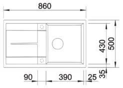 Blanco Metra 5 - Fregadero De Silgranite, 860x500 Mm, Negro 525919 -Blanco b481bbe8a38da8fc25717fee