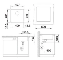 Blanco Subline 400 - Fregadero De Silgranite, 427x427 Mm, InFino, Blanco 523497 -Blanco b9b05adc090b8c7ddf386f56