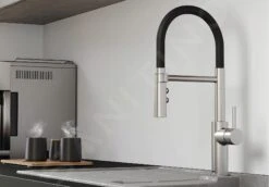 Blanco Catris S - Grifo De Fregadero Con Brazo Flexible Y Ducha, Negro/acero Inoxidable 525792 -Blanco bb1e784eeea36c8fa60e5734