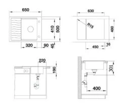 Blanco Elon 45 - Fregadero De Silgranite, 650x500 Mm, Con Control De Desagüe Y Accesorios, InFino, Blanco 524818 -Blanco c12009dda9c62b55d3fbfe53